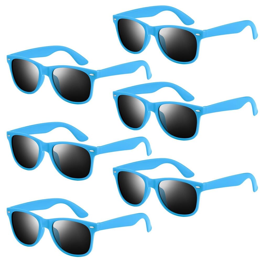 7209 12 Pack Light Blue Neon Sunglasses Bulk Retro Colorful Party Glasses